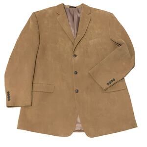Calvin Klein Mens Blazer Corduroy or Suede-Like Feel 48L Khaki Tan Sport Coat